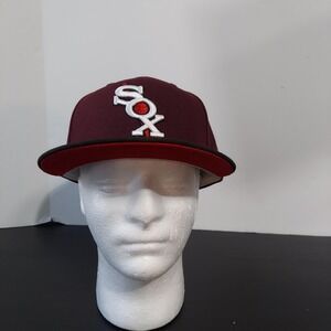 Chicago White Sox Hat‎ Cap Fitted Mens 7 1/4 Maroon MLB Baseball New Era 59FIFTY
